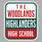 Close-up view of The Woodlands High School Highlanders Unisex 3/4 sleeve Raglan T-shirt 001