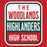 Close-up view of The Woodlands High School Highlanders Red Classic Unisex T-shirt 001