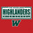 Close-up view of The Woodlands High School Highlanders Red Classic Unisex T-shirt 049