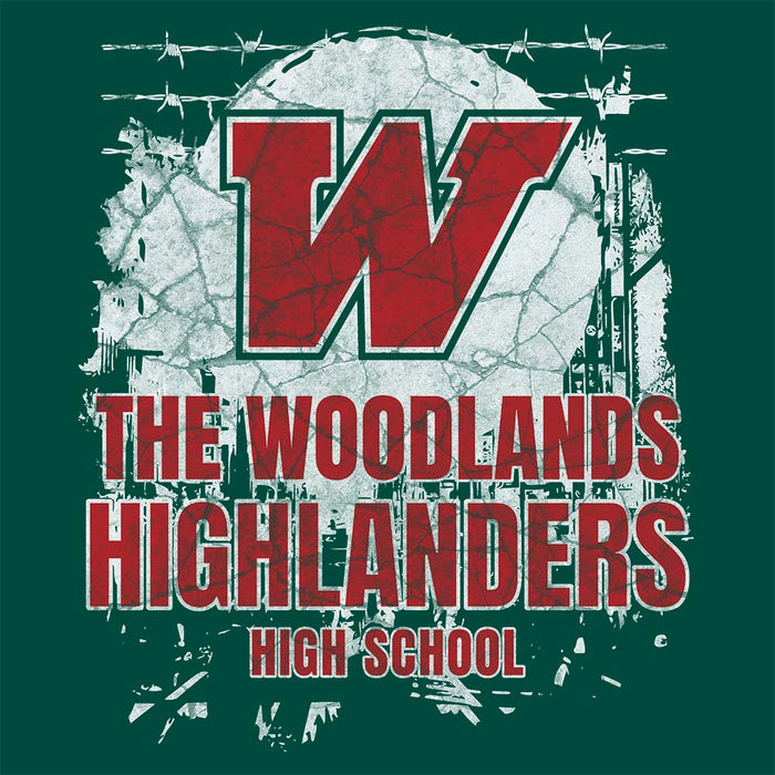 Close-up of The Woodlands High School Forest Green Premium Unisex T-shirt 201