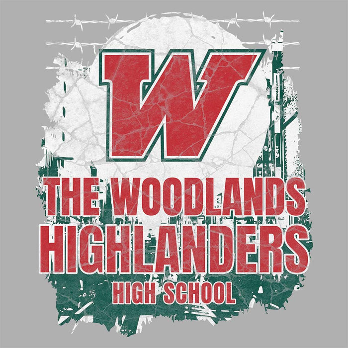 Close-up of The Woodlands High School Highlanders Sport Grey Classic Unisex Hoodie 201