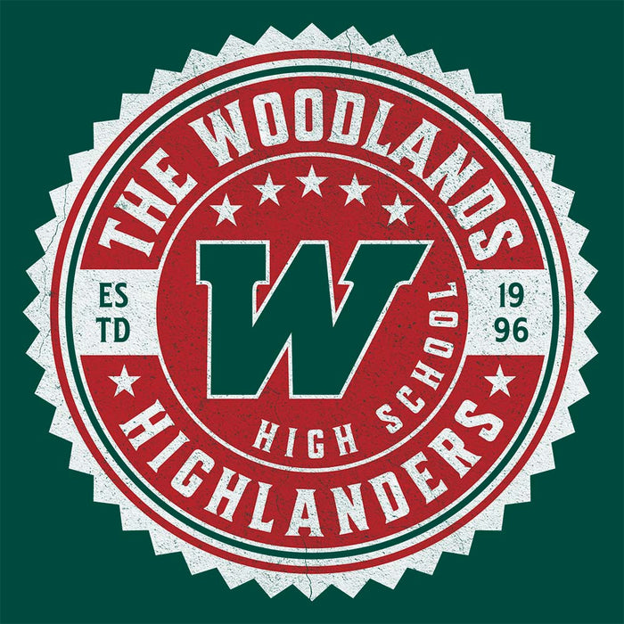 Close-up of The Woodlands High School Forest Green Premium Unisex Hoodie 202