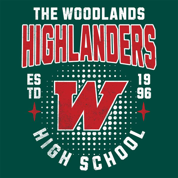 Close-up of The Woodlands High School Forest Green Premium Unisex T-shirt 203