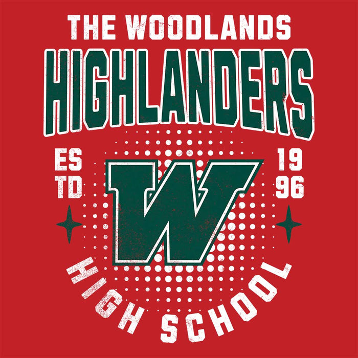 Close-up of The Woodlands High School Highlanders Red Classic Unisex T-shirt 203