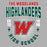 Close-up view of The Woodlands High School Highlanders Athletic Grey Women's T-shirt 203