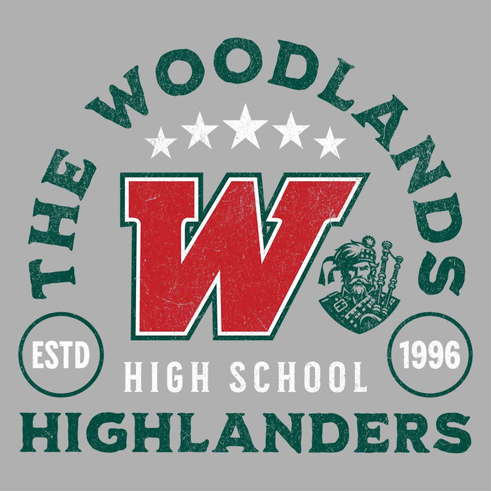 Close-up of The Woodlands High School Carbon Grey Premium Unisex Hoodie 207