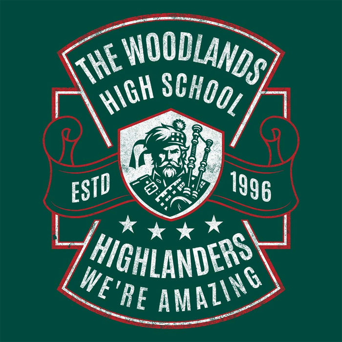 Close-up of The Woodlands High School Forest Green Premium Unisex T-shirt 208