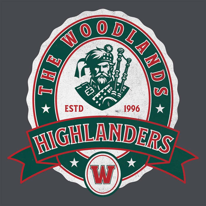 Close-up of The Woodlands High School Charcoal Heather Premium Unisex Hoodie 210