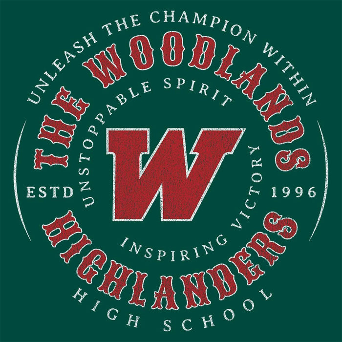 Close-up of The Woodlands High School Forest Green Premium Unisex Hoodie 213