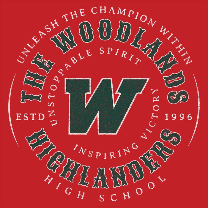 Close-up of The Woodlands High School Highlanders Red Classic Unisex T-shirt 213