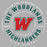 Close-up view of The Woodlands High School Highlanders Athletic Grey Women's T-shirt 213