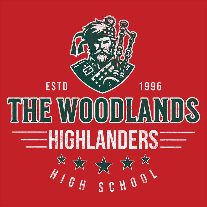 Close-up of The Woodlands High School Highlanders Red Classic Unisex T-shirt 216