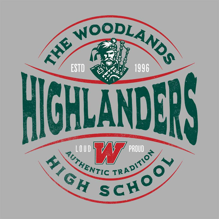 Close-up of The Woodlands High School Highlanders Sport Grey Classic Unisex Hoodie 217