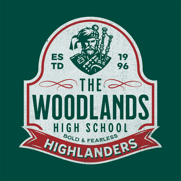 Close-up of The Woodlands High School Forest Green Premium Unisex Hoodie 218