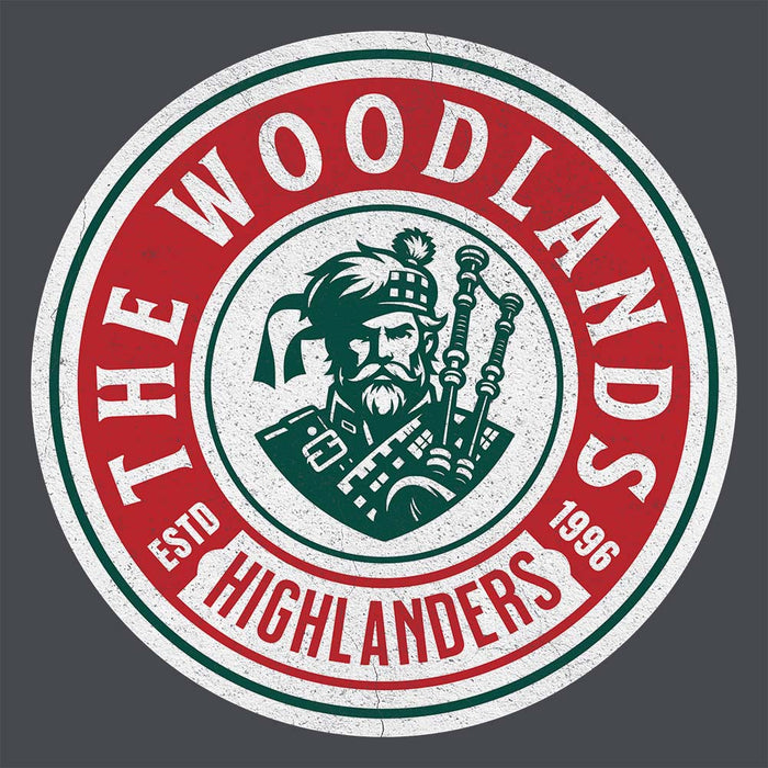 Close-up of The Woodlands High School Highlanders Dark Heather Classic Unisex Hoodie 219