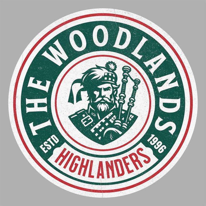 Close-up of The Woodlands High School Highlanders Unisex 3/4 sleeve Raglan T-shirt 219