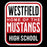 Close-up view of Westfield High School Mustangs Women's Black T-shirt 001