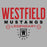 Close-up view of Westfield High School Mustangs Unisex 3/4 sleeve Raglan T-shirt 003