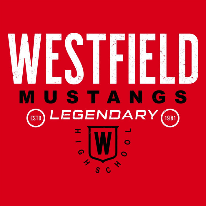 Close-up view of Westfield High School Mustangs Red Classic Unisex T-shirt 003