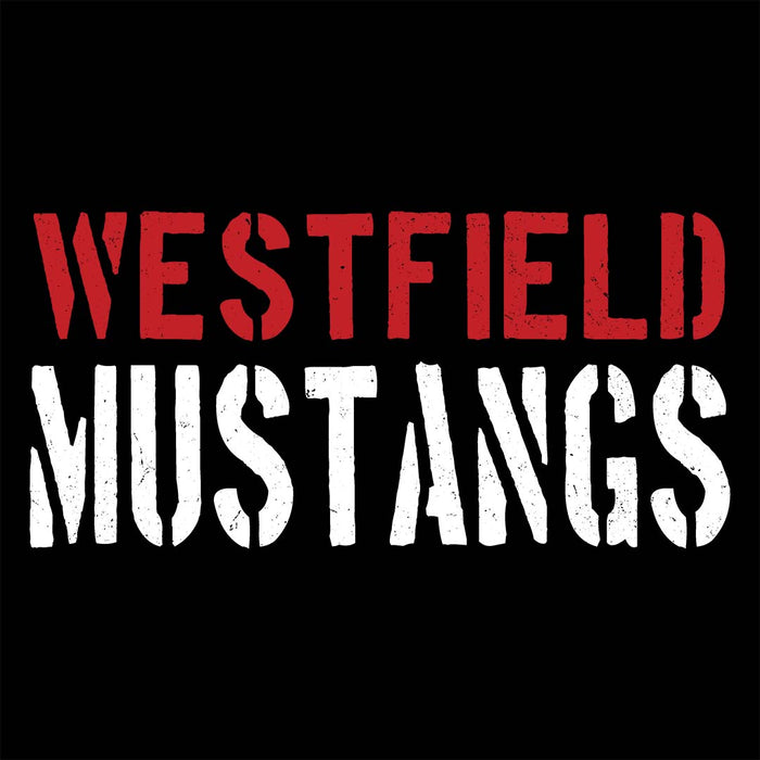 Close-up view of Westfield High School Mustangs Women's Black T-shirt 017