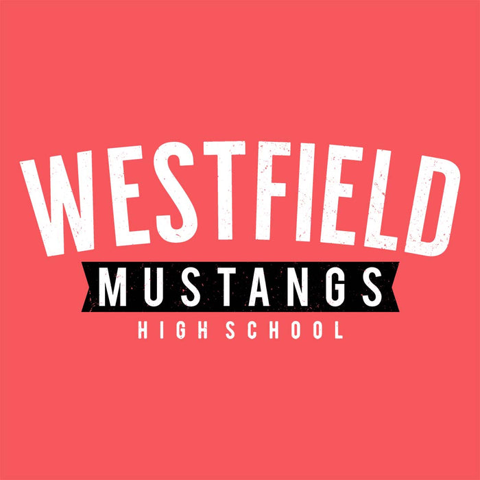 Close-up view of Westfield High School Mustangs Women's Heather Red T-shirt 021