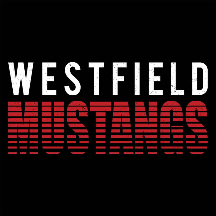 Close-up view of Westfield High School Mustangs Black Classic Unisex T-shirt 024