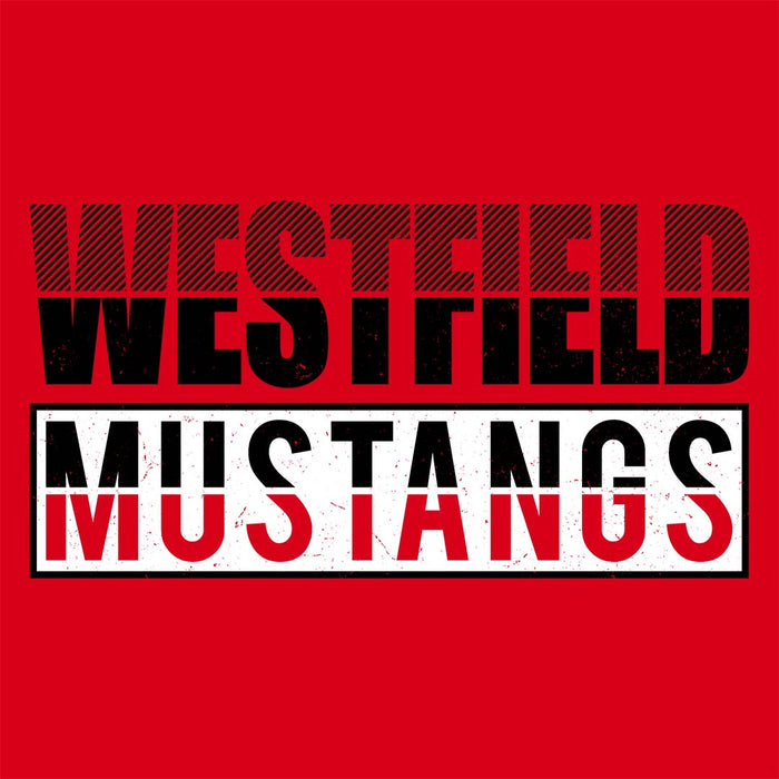 Close-up view of Westfield High School Mustangs Red Classic Unisex T-shirt 031