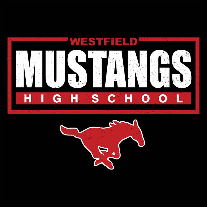 Close-up view of Westfield High School Mustangs Black Classic Unisex T-shirt 049