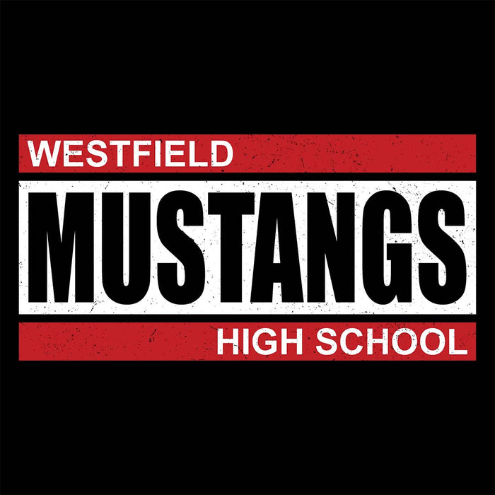 Close-up view of Westfield High School Mustangs Black Classic Unisex T-shirt 098