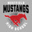 Close-up view of Westfield High School Mustangs Unisex 3/4 sleeve Raglan T-shirt 204