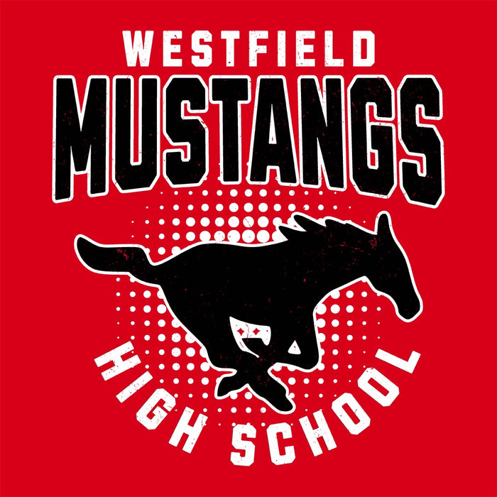 Close-up view of Westfield High School Mustangs Red Classic Unisex T-shirt 204