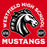 Close-up view of Westfield High School Mustangs Red Classic Unisex T-shirt 208