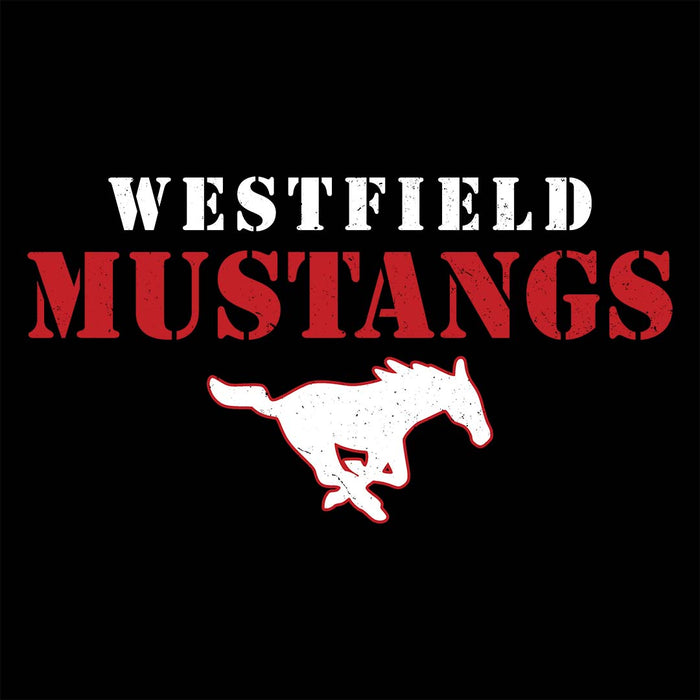 Close-up view of Westfield High School Mustangs Black Classic Unisex T-shirt 222