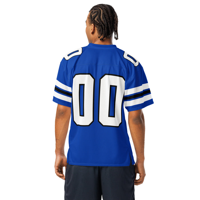 Back view of man wearing Hebron High School Hawks Football Jersey 00