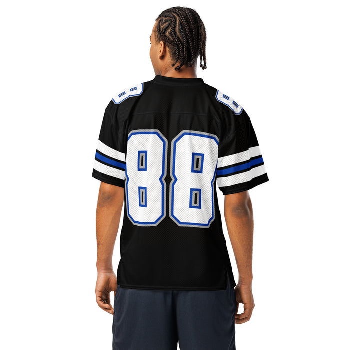 Back view of man wearing Hebron High School Hawks Football Jersey 88