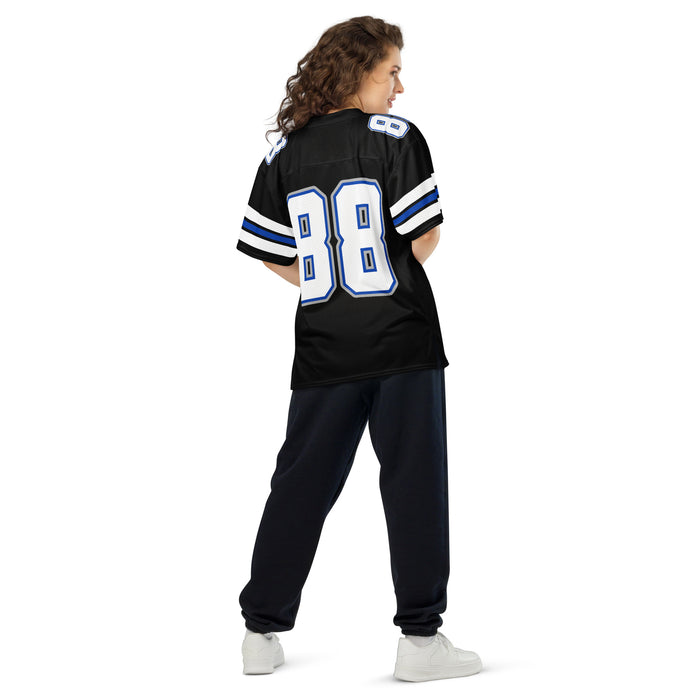 Back view of woman wearing Hebron High School Hawks Football Jersey 88