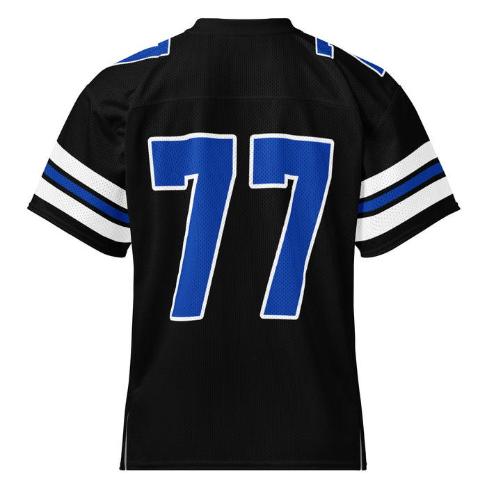 Back view of Hebron High School Hawks Football Jersey 77