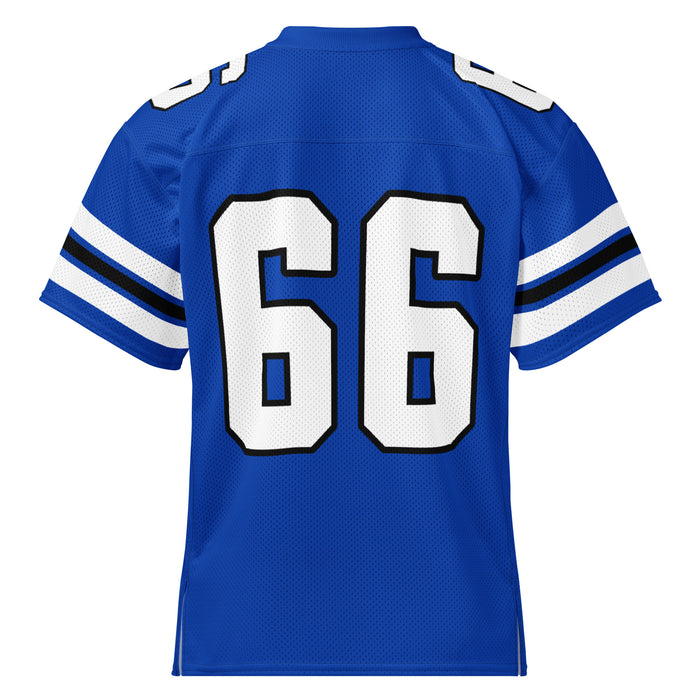 Back view of Hebron High School Hawks Football Jersey 66