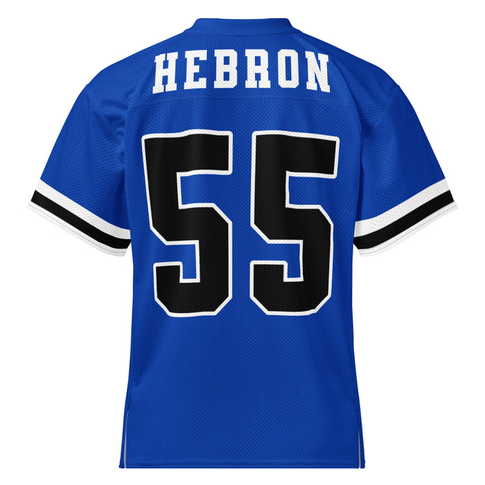 Back view of Hebron High School Hawks Football Jersey 55