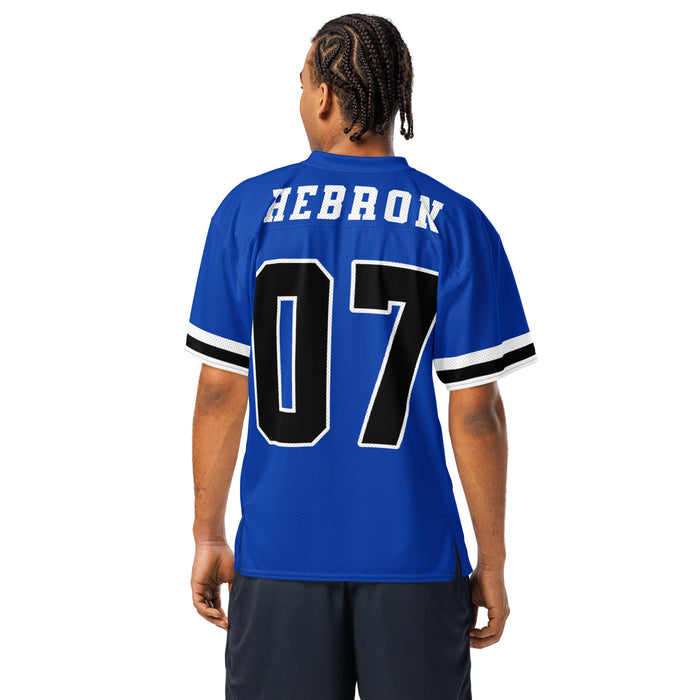 Back view of man wearing Hebron High School Hawks Football Jersey 07