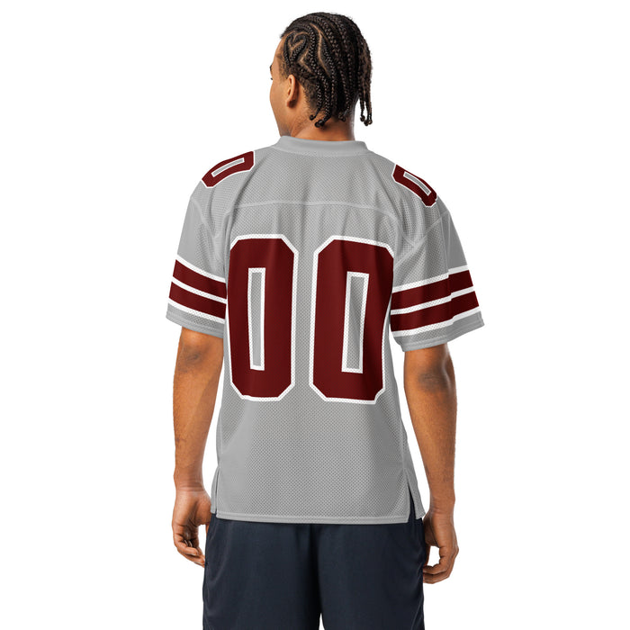 Back view of man wearing Lewisville High School Farmers Football Jersey 00