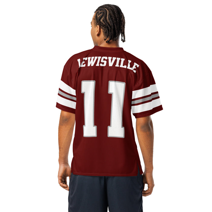 Back view of man wearing Lewisville High School Farmers Football Jersey 11