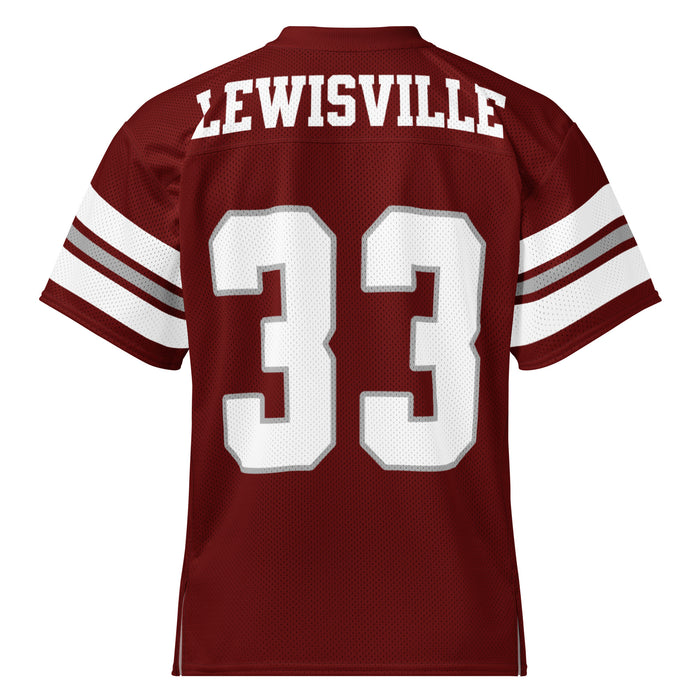 Back view of Lewisville High School Farmers Football Jersey 33