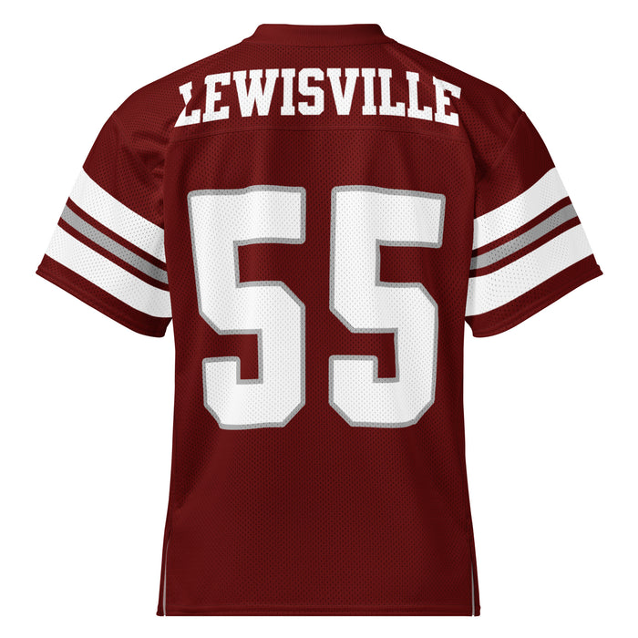Back view of Lewisville High School Farmers Football Jersey 55
