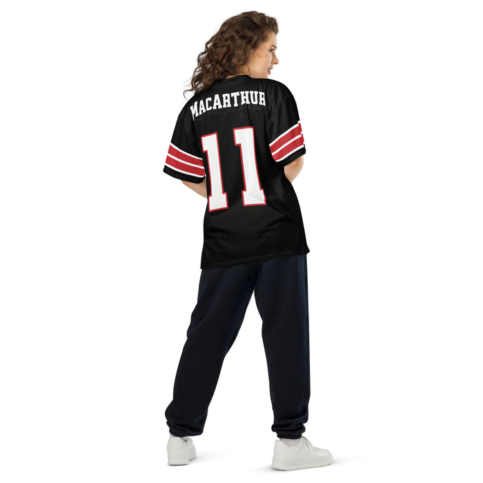 Back view of woman wearing MacArthur High School Generals Football Jersey 11