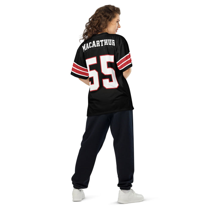 Back view of woman wearing MacArthur High School Generals Football Jersey 55