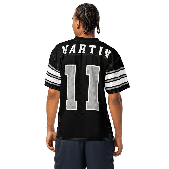 Back view of man wearing Martin High School Warriors Football Jersey 11