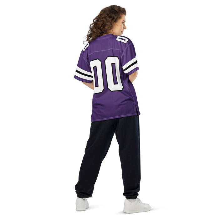 Back view of woman wearing Morton Ranch High School Mavericks Football Jersey 00
