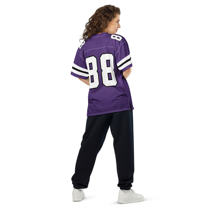 Back view of woman wearing Morton Ranch High School Mavericks Football Jersey 88