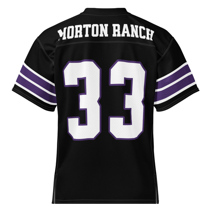 Back view of Morton Ranch High School Mavericks Football Jersey 33